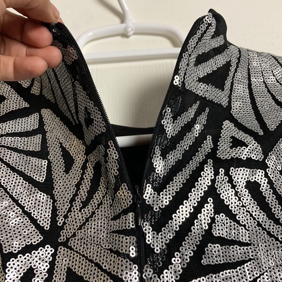 SheIn black and silver sheer sequin dress Small - Picture 5 of 9